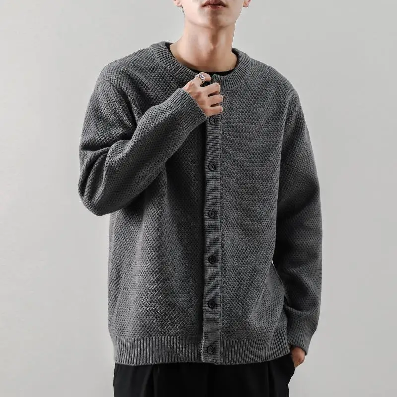 

Spring and Autumn 2022 New Men's Knitted Cardigan Pure Color Temperament Commuter Casual Fashion Street Coat