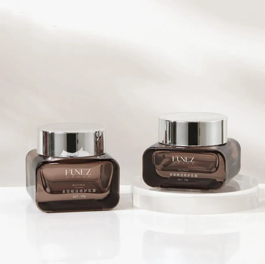 Банка из коричневого стекла для ухода за кожей 30 г