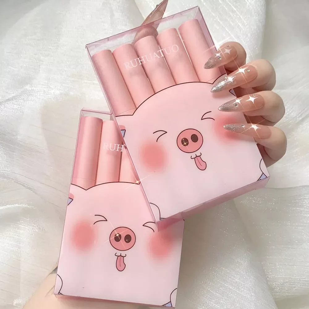 

NEW Cute Lip Gloss Gift Box Moisturizing Color Non-stick Lip Glaze Long Lasting Liquid Lipstick Set Waterproof Cosmetics