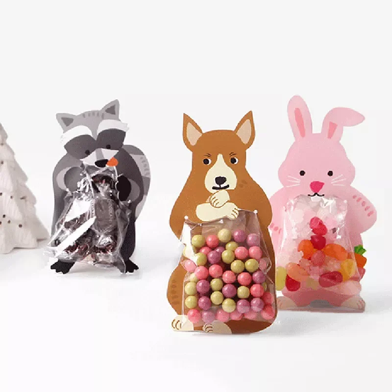 

10pcs Jungle Animal Candy Bag Easter Rabbit Gift Bags Safari Birthday Party Decoration Kids Favors Cookies Bag Baby Shower Decor