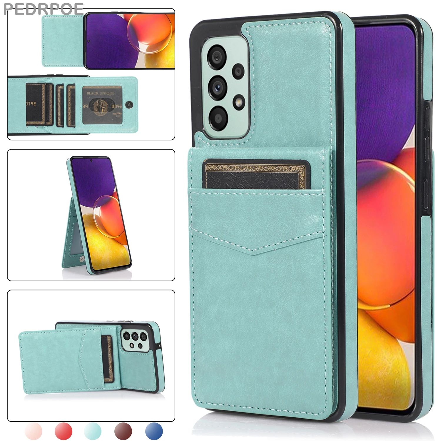 

Leather Case For Samsung A71 A70S A72 A73 A72 A81 A90 A91 A30S A32 A33 A42 A40 A51 A50S A52 A53 Card Slots Phone Protect Cover