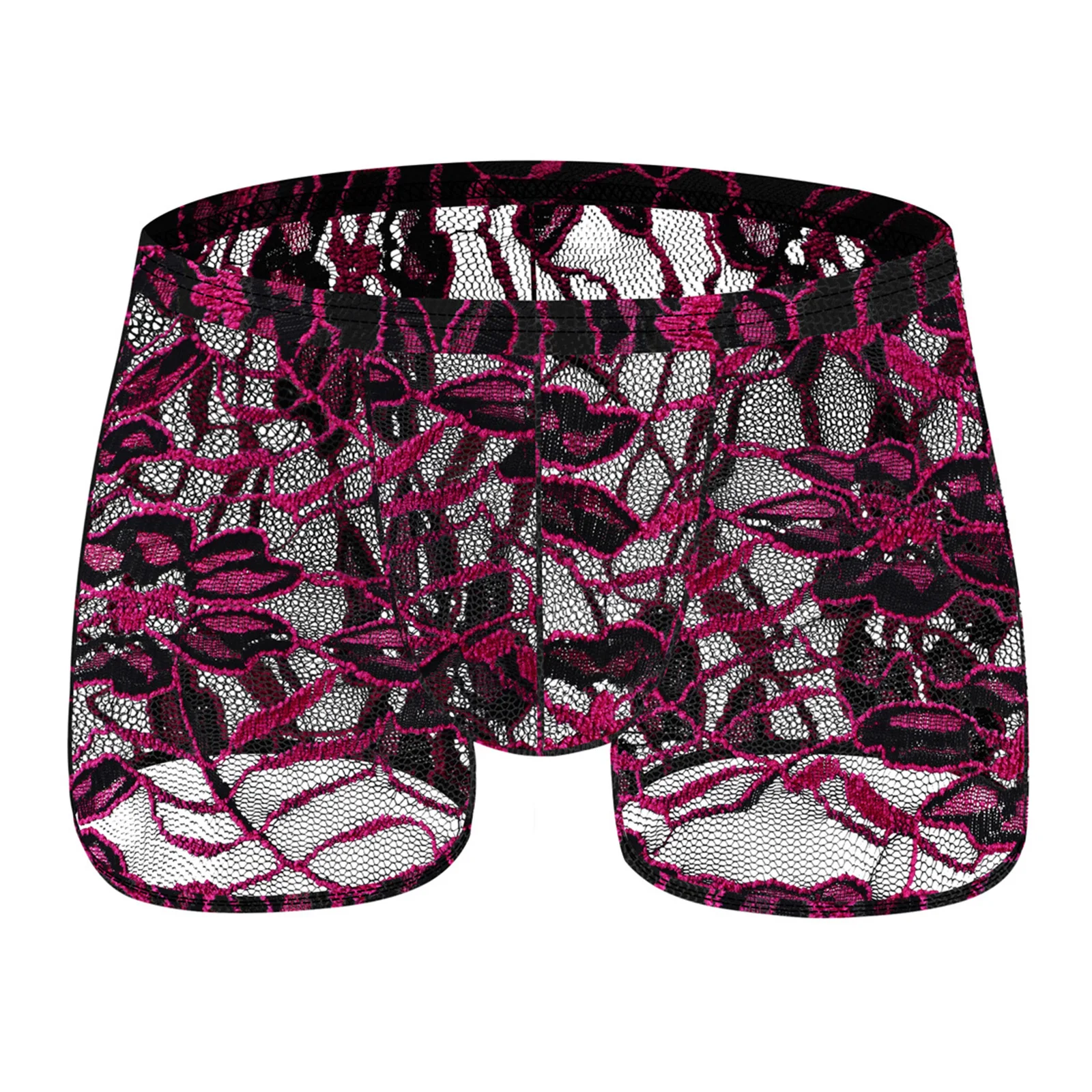

Mens Lingerie See-Through Lace Boxer Briefs Low Rise Lace Elastic Waistband Underpants Hollow Out Mesh Underwear Exotic Panties