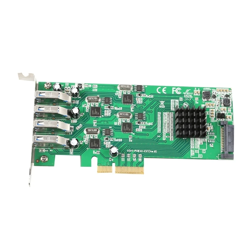 

USB PCIE Adapter 4 Port USB to PCIE Adapter Card PCIE USB3.0 15-PIN