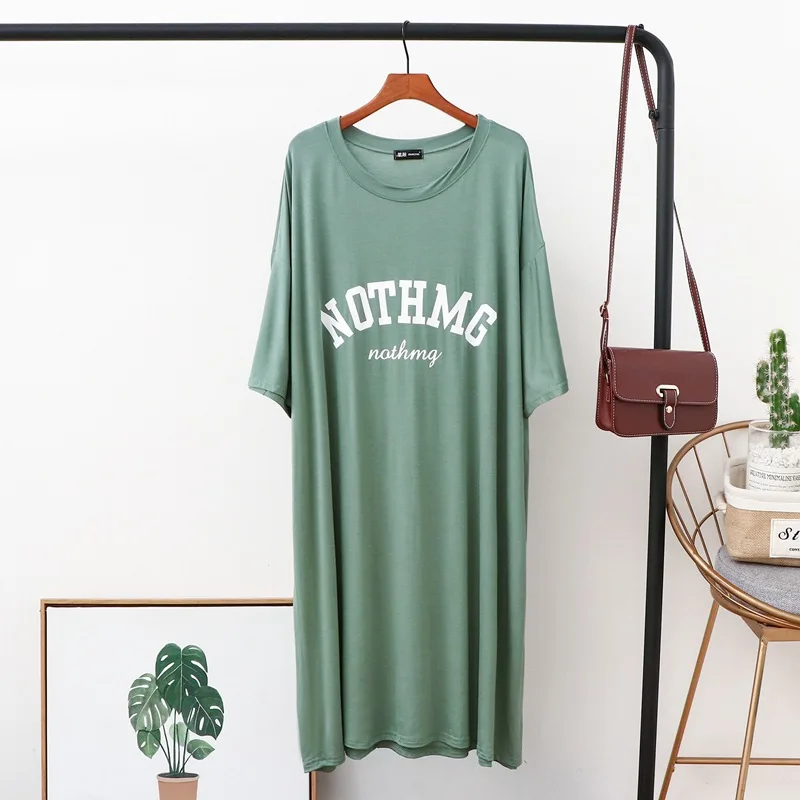

New Casual Half For Summer Modal Nightdress 2023 Night Dress Ladie's Nightgowns Sleepwear Sleeve Shirt Letter Print Women