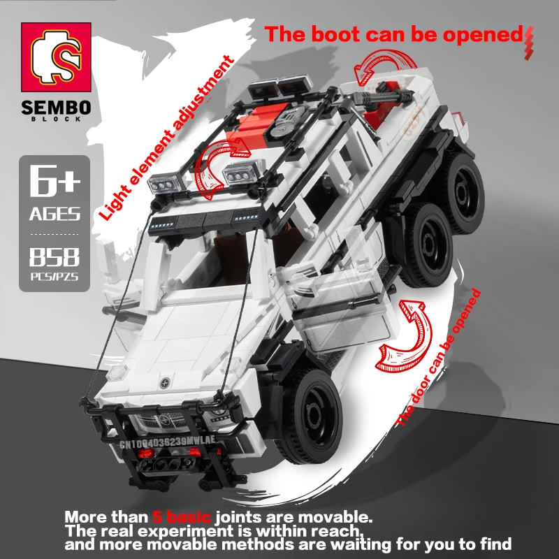 

SEMBO TECHNICAL 858PCS All Terrain SUV Car Building Blocks Pull Back Off-Road Buggy Building Kits Bricks Adults Child