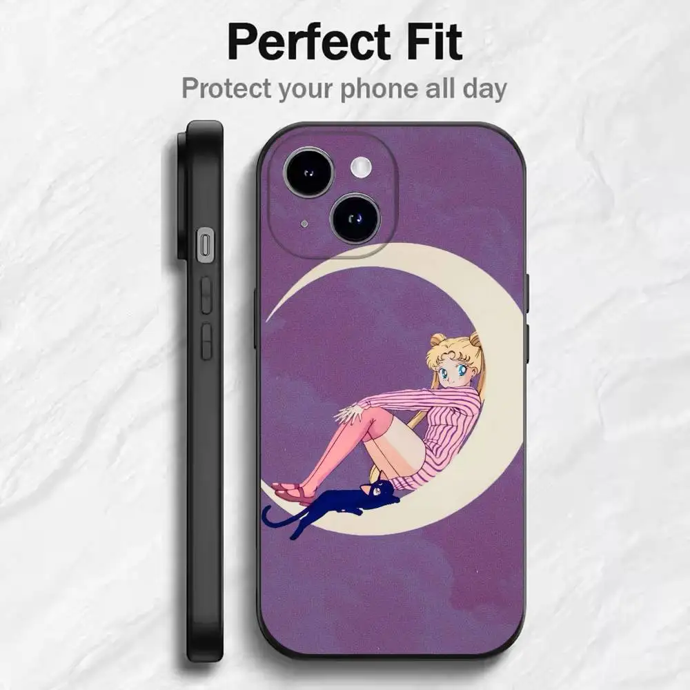 Фото Чехол для телефона Sailor Chibi Moo для 17, 16, 15, 14, 13, 12, 11 Mini XS XR X 6S 6 Pro Max Plus, черный мягкий чехол №3
