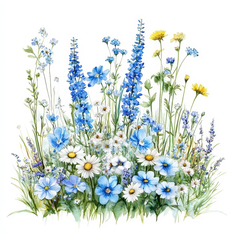 ПВХ наклейки синие полевые цветы пл полевые ы