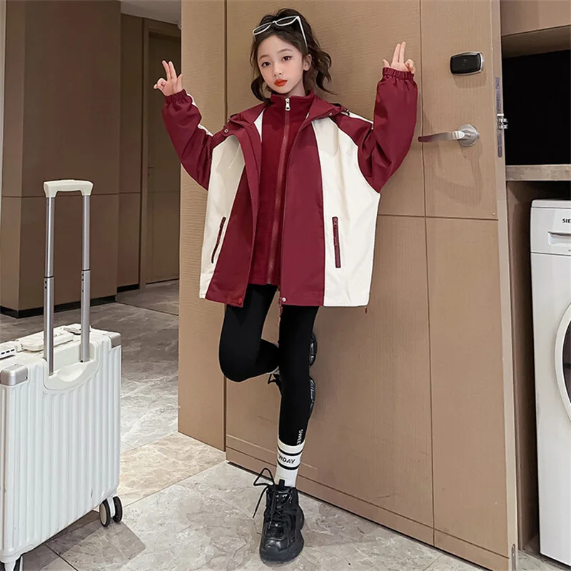 

Пальто для девочек, куртка, зимняя хлопковая ветровка, 2023 черная теплая плюс бархатная утепленная Высококачественная детская одежда