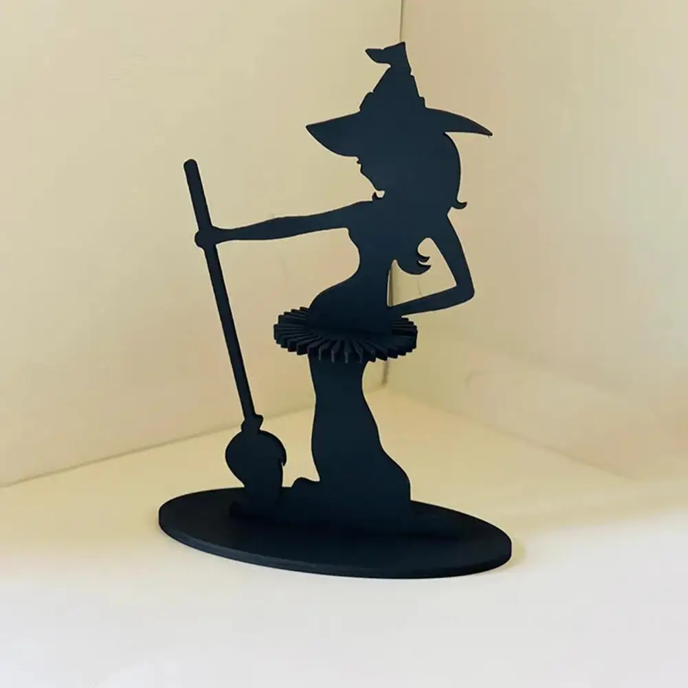 

Home Decor Accessory Halloween Witch Statue Napkin Holder Wooden Table Decor Organizer for Halloween Style Napkin Storage