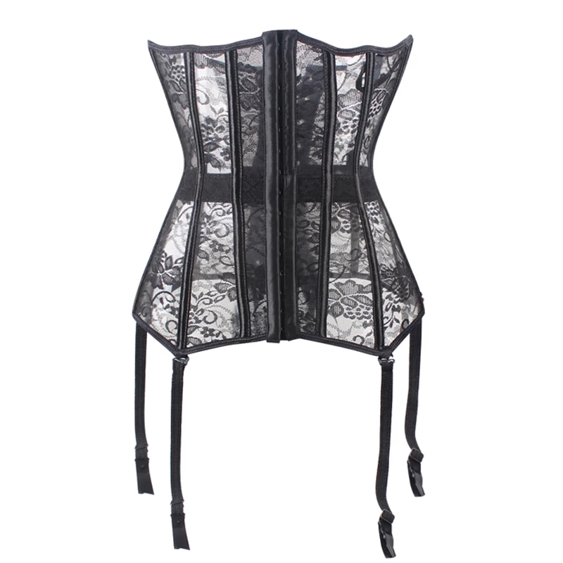 

Sexy Corset Lace Up Bustier Black Lace Corselet Steampunk Corset Plastic Bone Corsets and Bustiers Plus Size Corset for Women