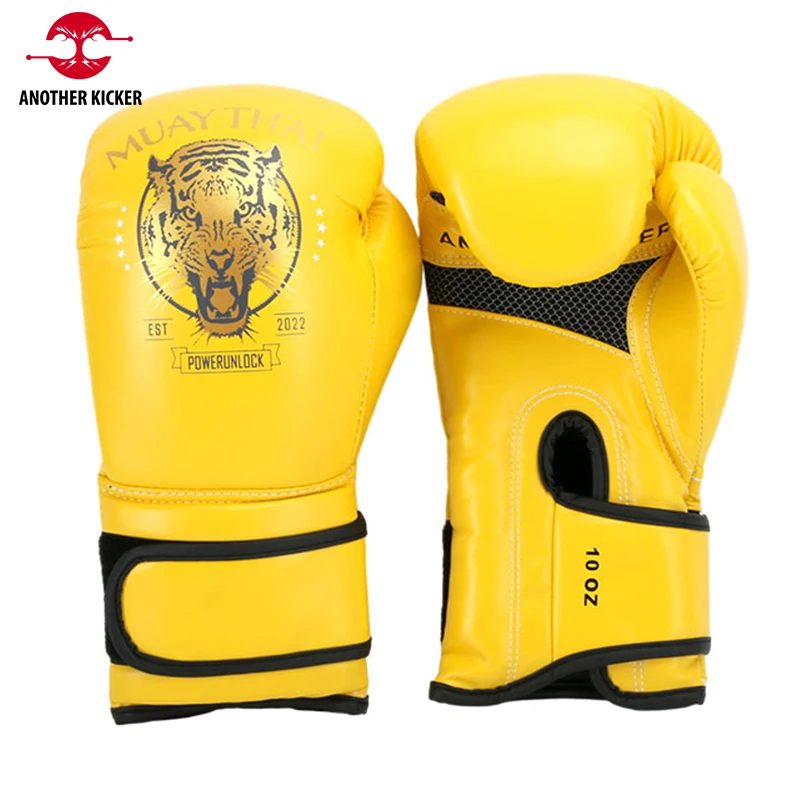 

Professional Boxing Gloves Yellow Tiger Muay Thai Training Gloves Men Women Kids Thickening Kickboxing Sandbags Punch Mitts 14OZ