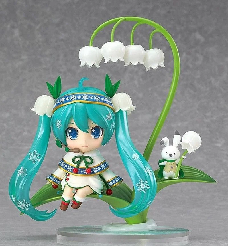 

Anime Action Figure Face-changing Hatsune Miku Nendoroid Q Version Lotus Leaf Miku Limited Edition Figurines Toy Doll Gift Model