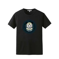 adult kids family fitted space panda astronaut led light sound activated music t shirt el light parent child outfit