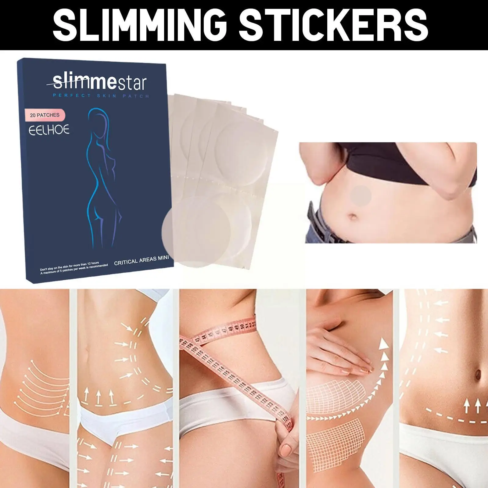 

Sumifun 20pcs/box Chinese Medicine Slimming Stickers Slim Waist Navel Weight Skinny Belly Burning Fat Patches Lose C8S2
