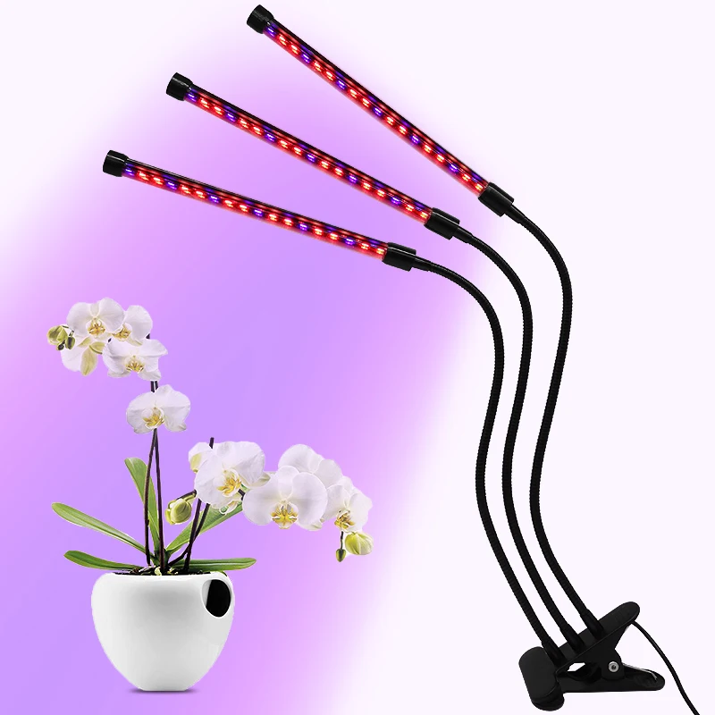 Plant Grow light 30W Three Head Grow Lamp for Indoor Plants 60 LEDs Clip on Full Spectrum Spotlight with 360 Degree Gooseneck