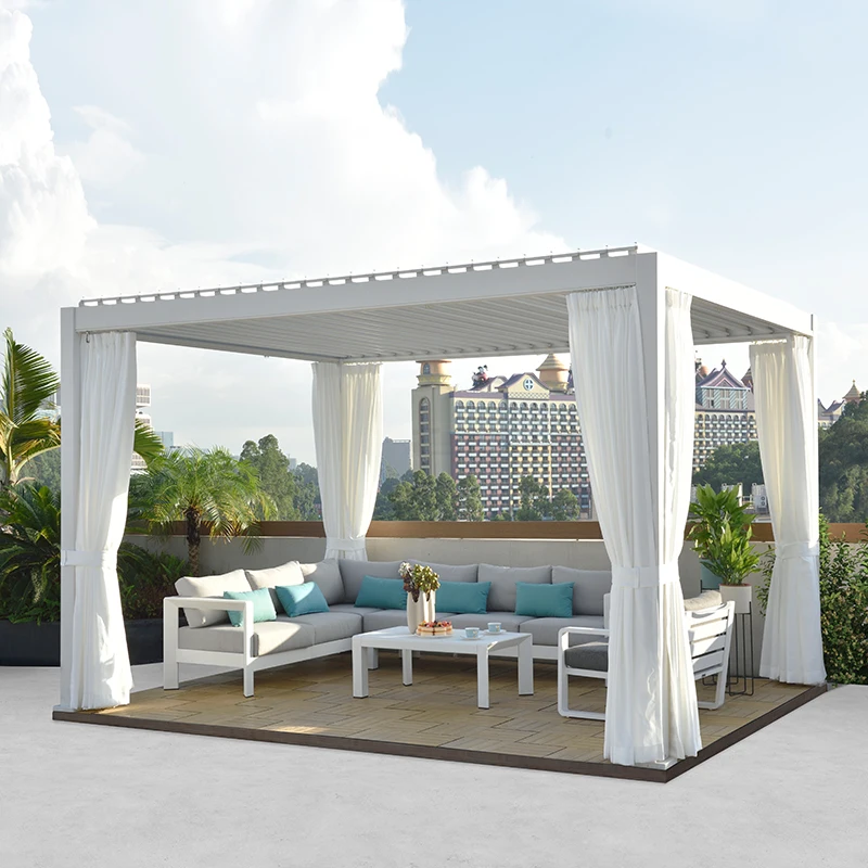 

The pavilion is waterproof, windproof, sunshade and intelligent electric. Supporting gauze curtain for star canopy