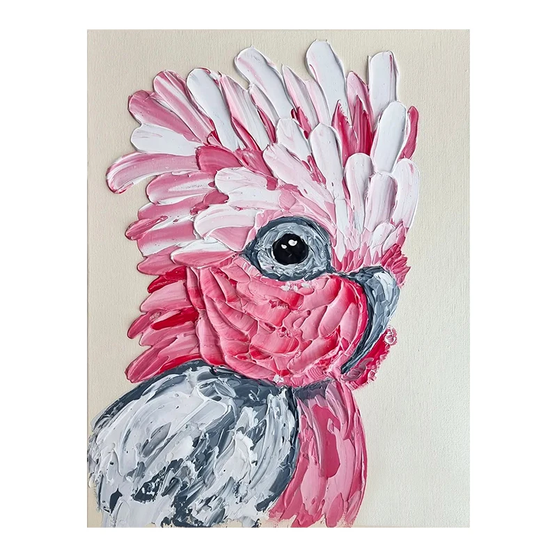 

Abstract parrot texture decoration small fresh hand-painted oil painting living room dining room large animal color block