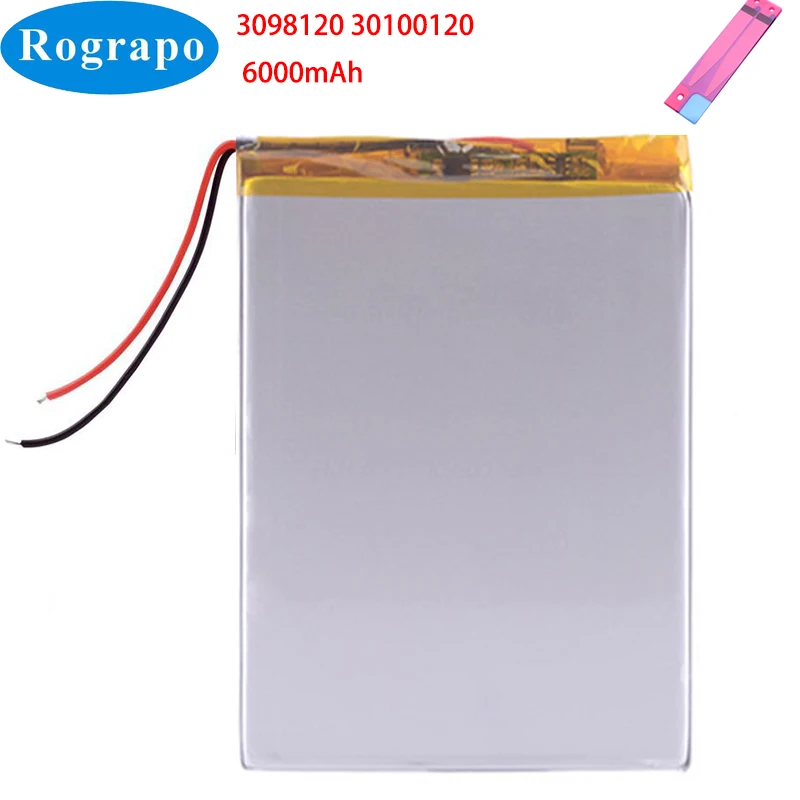 New 3.7V 6000mAh 3098120 30100120 Tablet PC Battery 2 Wires