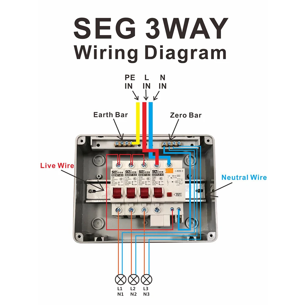 

Practical Quality Durable Circuit Breaker (6A+16A+32A)​ 230/400V 63A 30mA RCD+3MCB Workshops Accessories Caravan