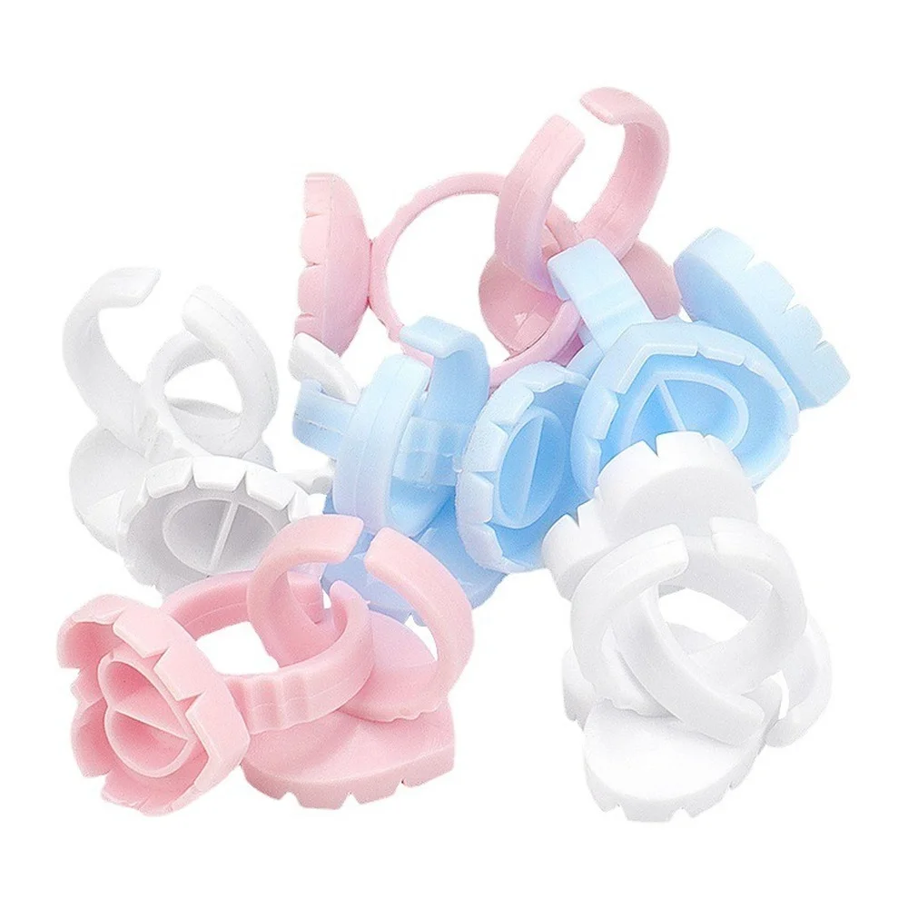 

100Pcs Disposable Glue Rings Eyelashes Glue Fan Cup Lash Glue Holder Tattoo Pigment Container Ring Eyelash Extension Makeup Tool