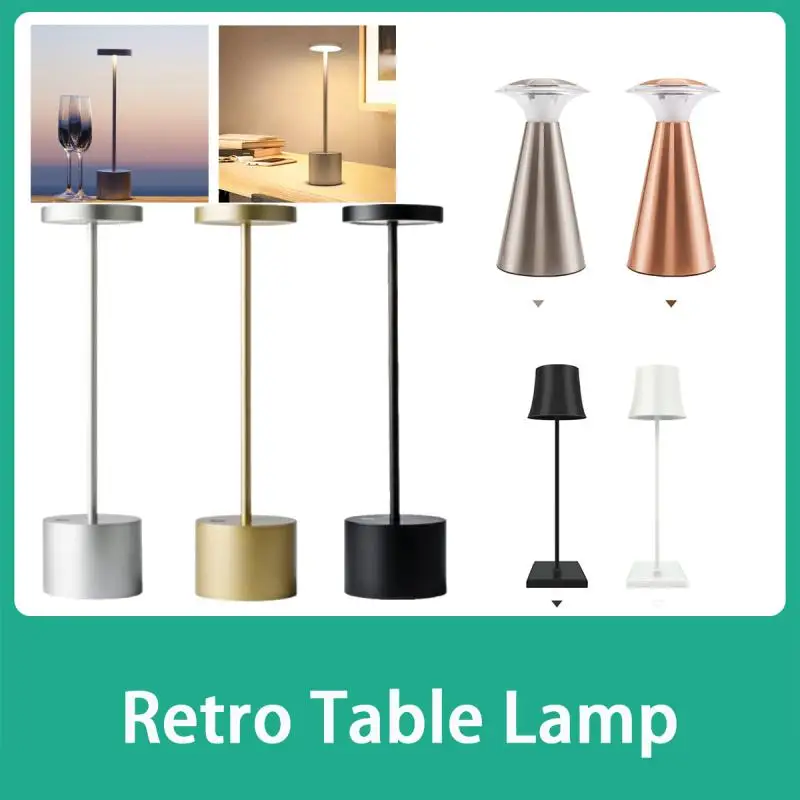 

Wireless Retro Table Lamp USB Rechargeable Cordless Night Light Stepless Dimming Table Lamp Bedside Lamp Hotel Bar Decoration