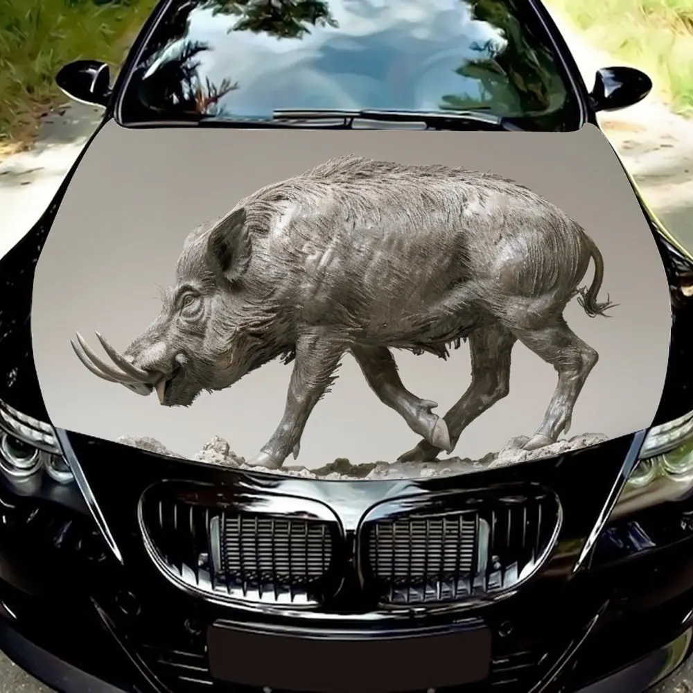Новый дизайн принт дикого кабана автомобильный капот цветная виниловая наклейка