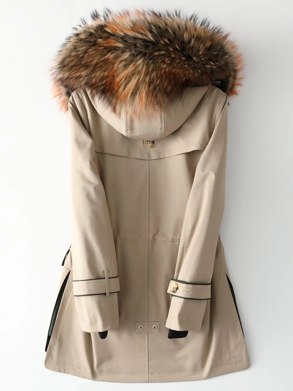 2022 Winter New Raccoon Fur Collar Pie Overcoming Women's Short Hooded Detachable Rabbit Fur Liner Parkas Coat Casual Jacket