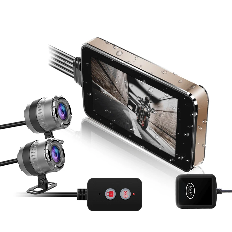 

Vanci 1080P Full HD 4.0'' Camera Motorcycle Waterproof Dual Lens GPS WiFi Driving Video Recorder