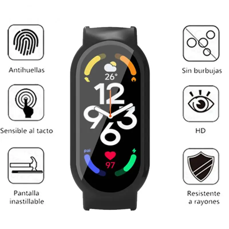 

Tempered Glass Pc Shell Dustproof Smart Watch Screen Protector 12mm Anti-fall Protective Case Watch Accessories