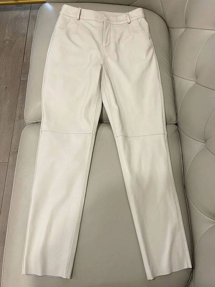 

Cargo Pants Women 2022 New Korean Fashion Spring Autumn Genuine Leather Trousers Women Streetwear