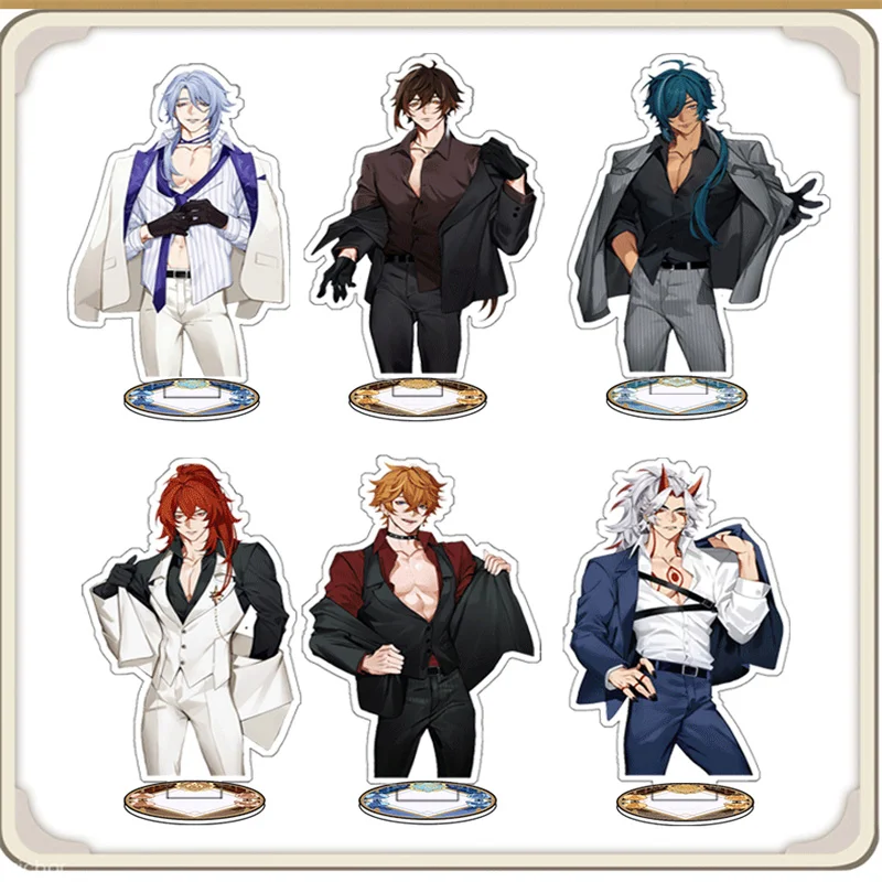 

Anime Cosplay Genshin Impact Action Figure Acrylic Diluc Kaeya Stand Sign Desk Decor Game Gift For Friend Fans Collection Prop