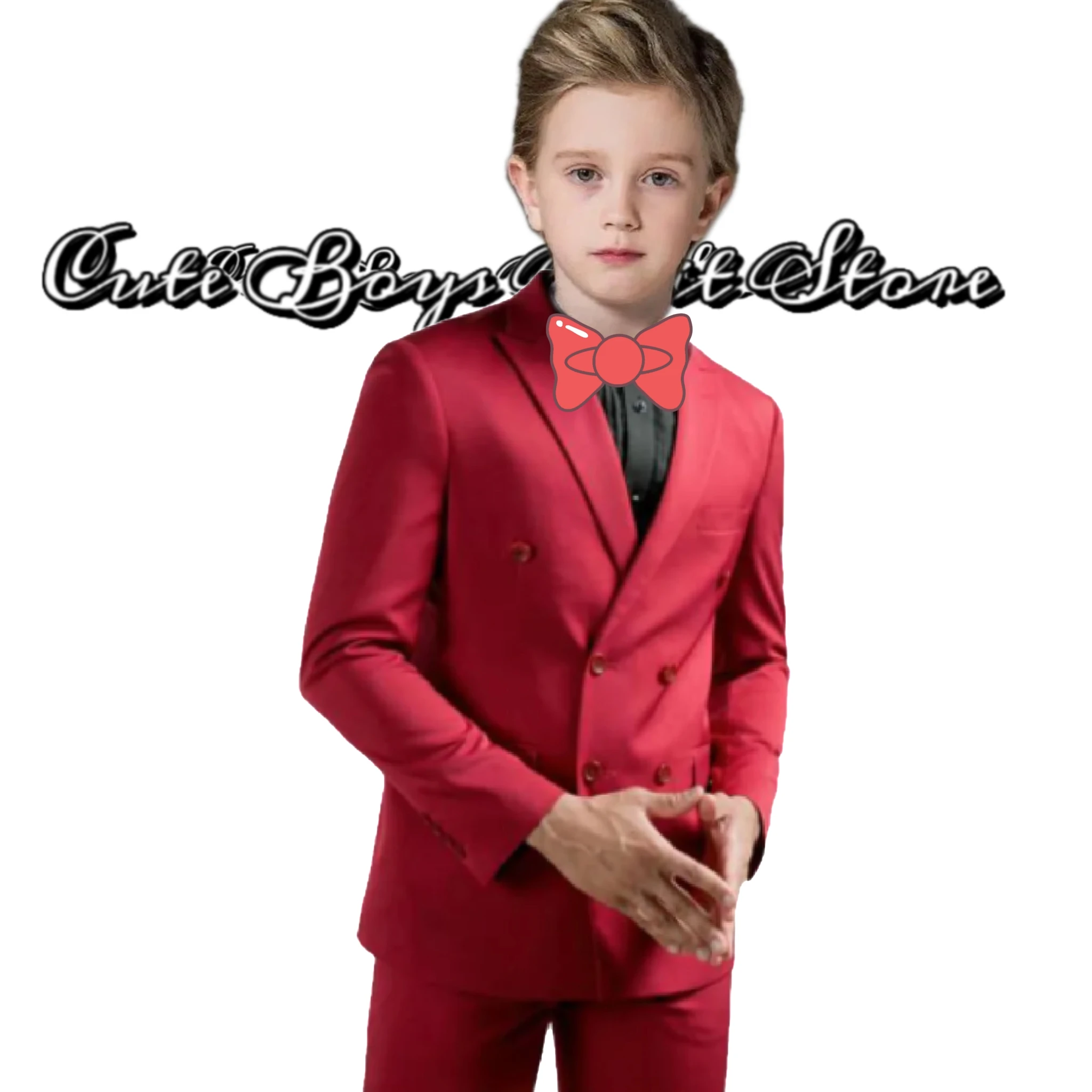 

Детские костюмы, красное пальто для мальчиков, джентльменов, одинаковые наряды для семьи, Официальный свадебный смокинг, костюм для жениха, блейзер, брюки, индивидуальный стиль, 2 шт.