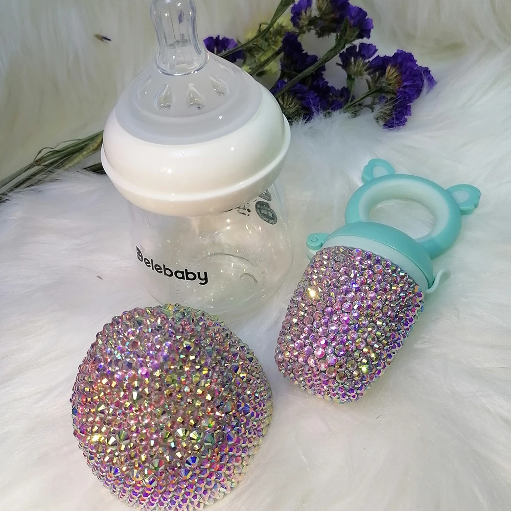 

Crystal Rhinestones Baby Bottles Drinking Bottle Wide-Caliber Multifunctional Drinking Milk Fruit Feeding Nipple Safe Supplies