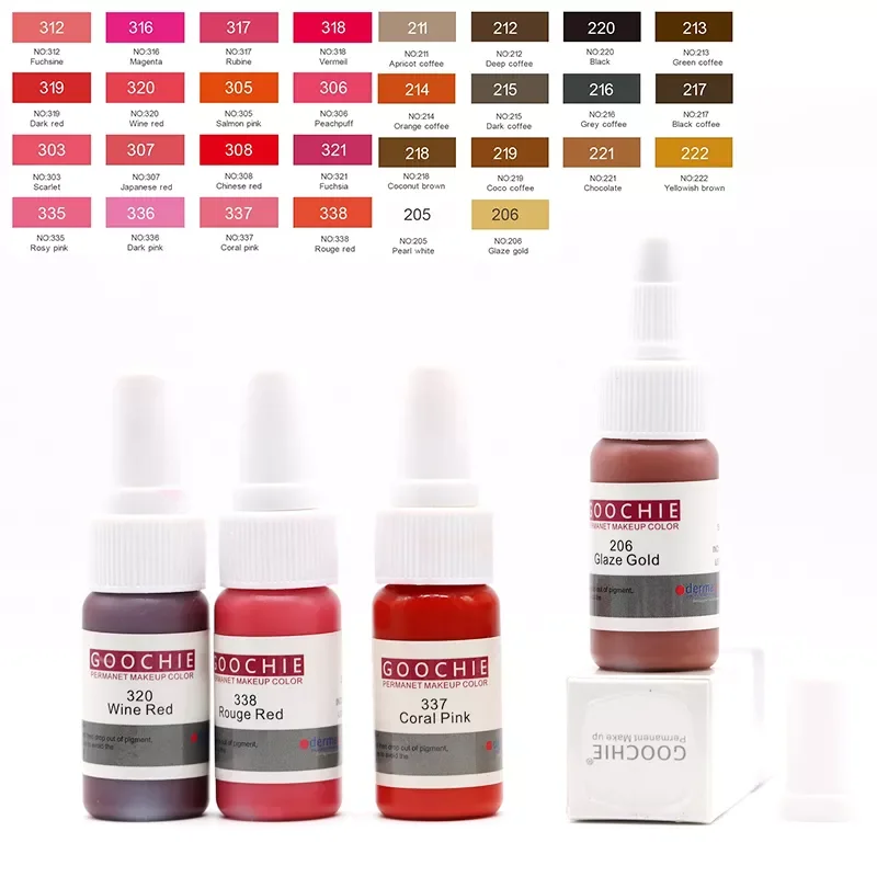 

New GOOCHIE Microblading pigment Permanent Makeup eyebrow Pigment 33 color tattoo ink eyebrow lip pigment for tattoo machine ink