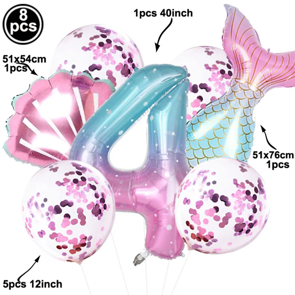 

Розовые воздушные шары для дня рождения русалки 7 шт