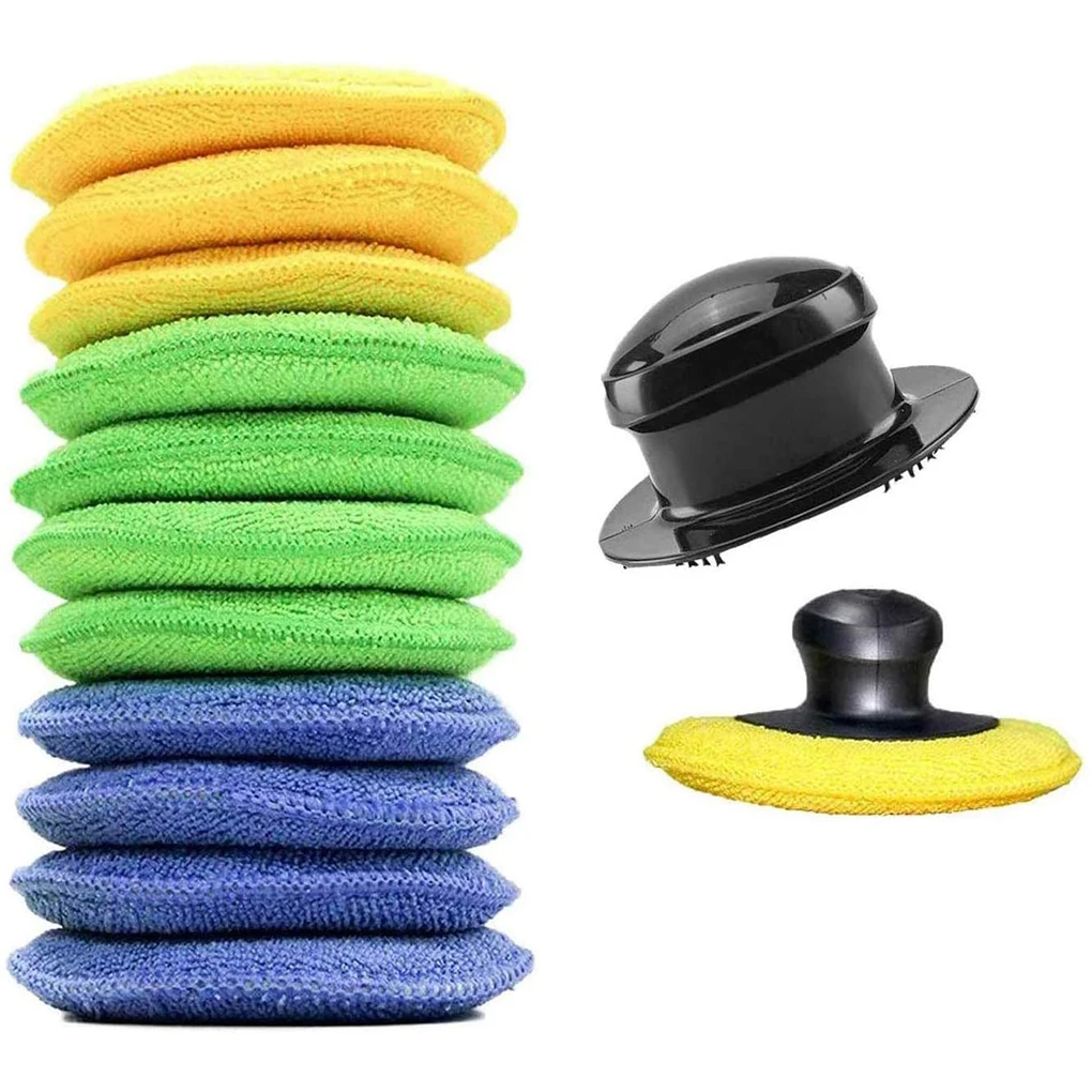 

Car Wax Sponge with Handle Round Cleaning Tool Accessories Foam Applicator Dust Remover Care Washing Polishing Pad