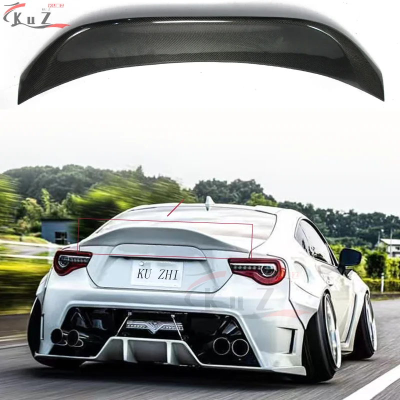 Фото Подходит для Toyota 86 Subaru Brz 2012-2020, модифицированный задний спойлер из настоящего углеродного волокна, задний запасной плавник из настоящего углеродного волокна, задний спойлер №4