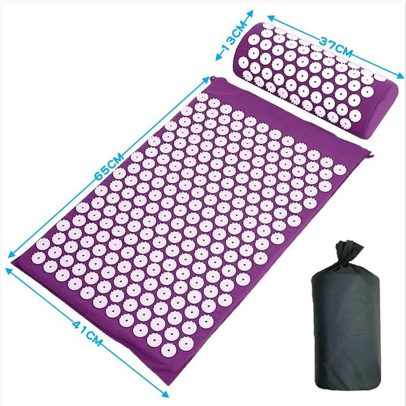 Yoga Massage Mat Acupressure Mat for Back Neck Needle Acupuncture Pad Pillow Set Kuznetsov Applicator Spike Massager Cushion