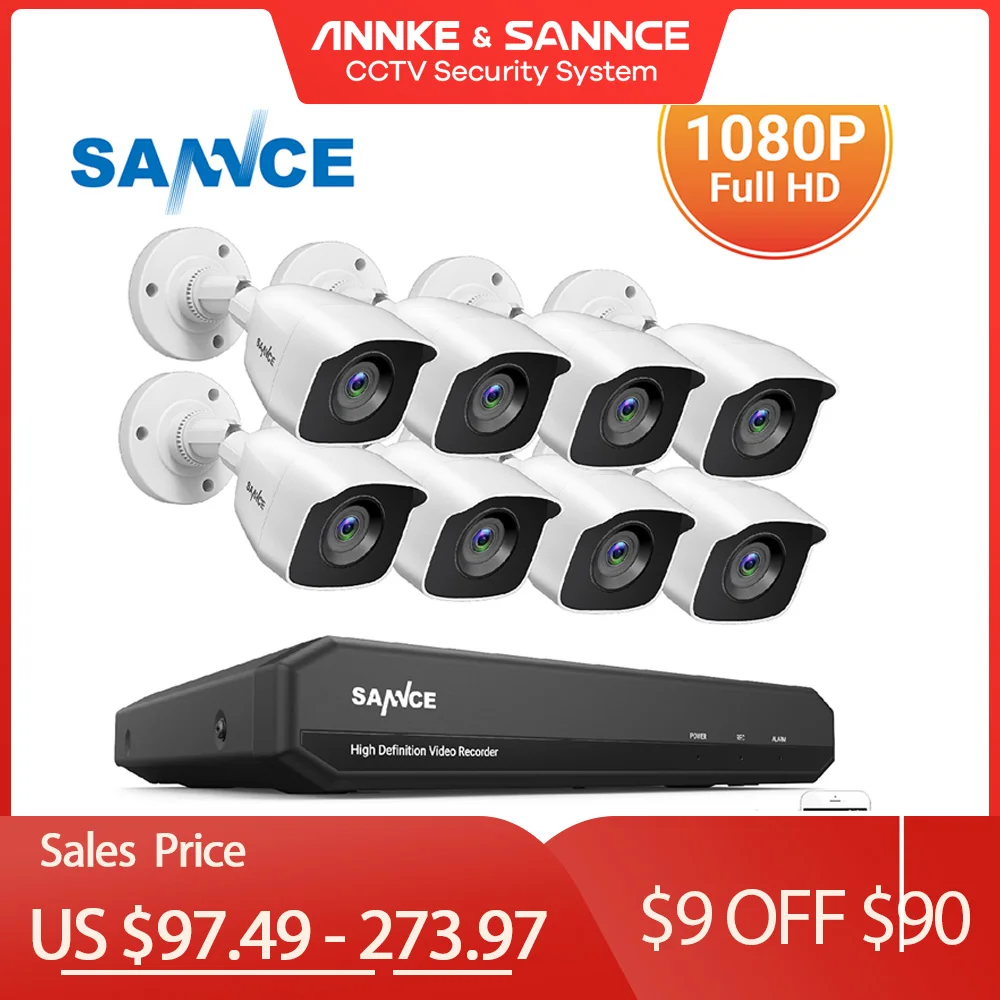 Скидка SANNCE 8CH 1080P Lite DVR CCTV система 4/8 шт FD 2.0MP камеры безопасности ИК Открытый IP66 комплект видеонаблюдения Обнаружение движения Цена SANNCE 8CH 1080P Lite DVR CCTV система 4/8 шт FD 2.0MP камеры безопасности ИК Открытый IP66 комплект видеонаблюдения Обнаружение движения
