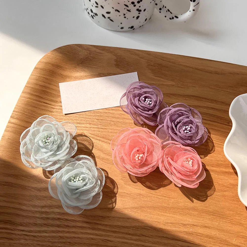 

Korean New Camellia Spring Clip Bands Brooch Flower Barrettes Wedding Girls Ponytail Hair Accessories Hairstyling Hairgrip Cute