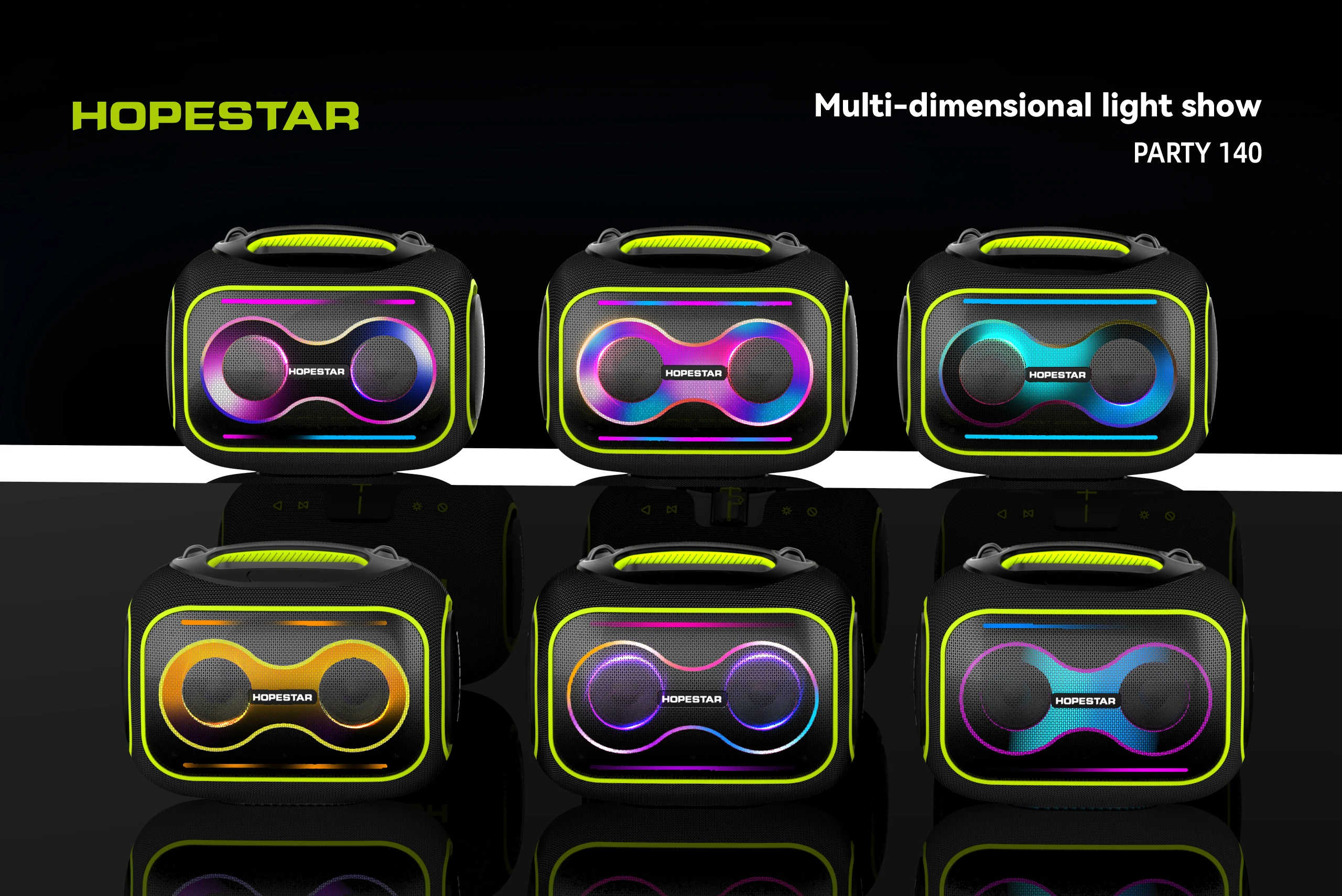 Портативная Bluetooth-колонка HOPESTAR PARTYBOX 140 80W с RGB-подсветкой, микрофоном и аккумулятором 12500 мАч (art.: 3920da32f0aa7) - 3920da32f0aa7