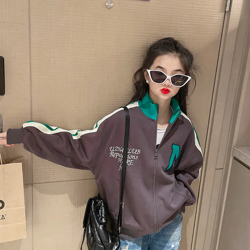 

Kids Clothes for Teens Girls Jackets Spring Autumn Fashion New Streetwear Letter Print Tops Boys Casual Baseball Uniforms 4-14 Y
