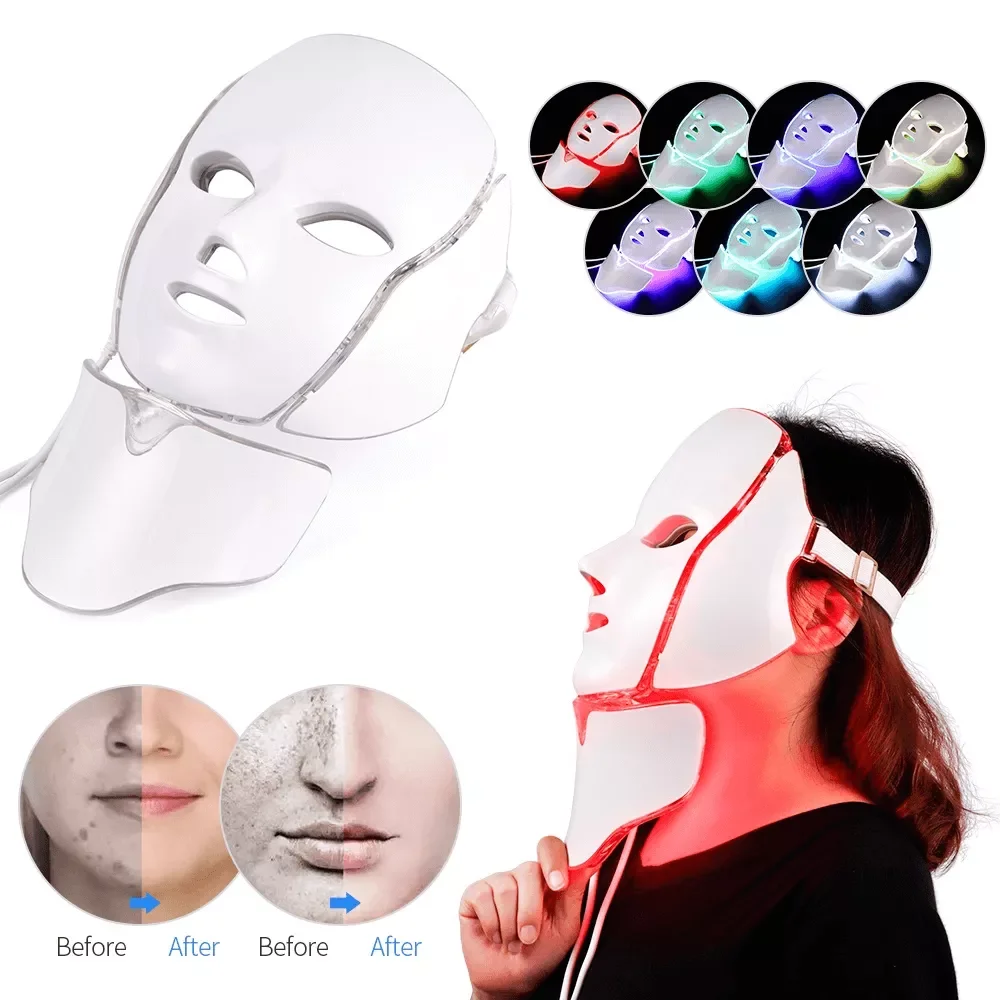 

Светящаяся светодиодная маска для лица, 7 цветов, фотонная терапия, фотонный аппарат для удаления акне, морщин, отбеливания, удаления пятен, ...