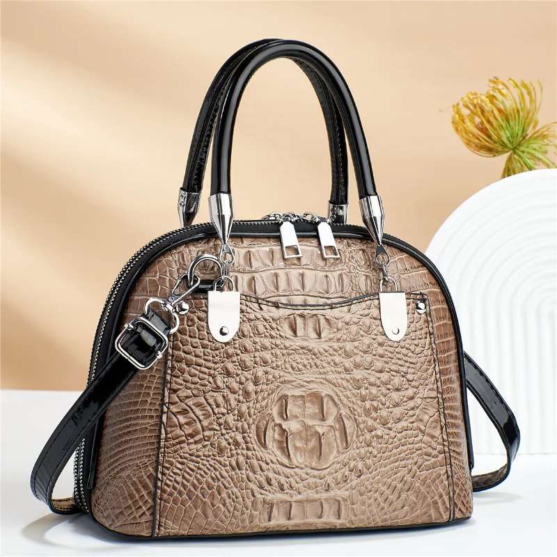 Crocodile Pattern PU Women's Handbag 2023 Retro Light Luxury Single Shoulder Crossbody Bags Fashion Commuter Satchel Versatile