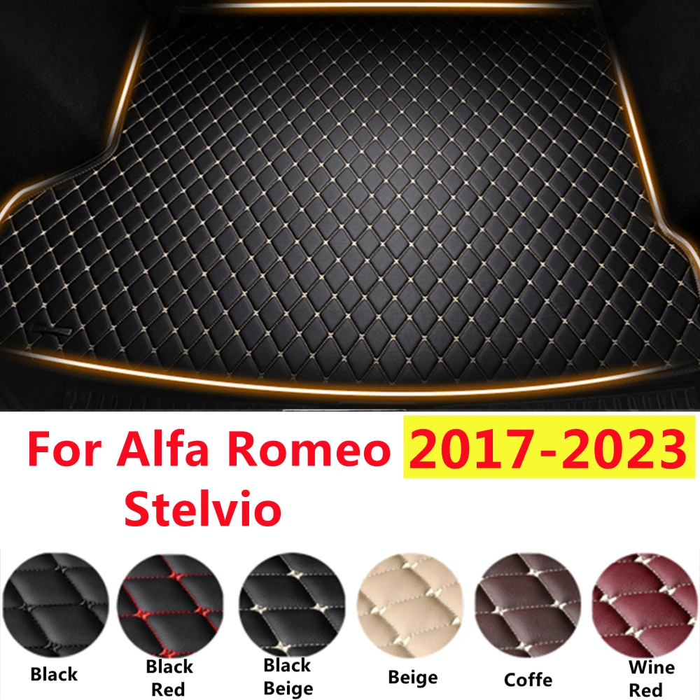 

SJ XPE Leather Waterproof Custom Fit For Alfa Romeo Stelvio 2017-23 Car Trunk Mat AUTO Accessories Rear Cargo Liner Cover Carpet