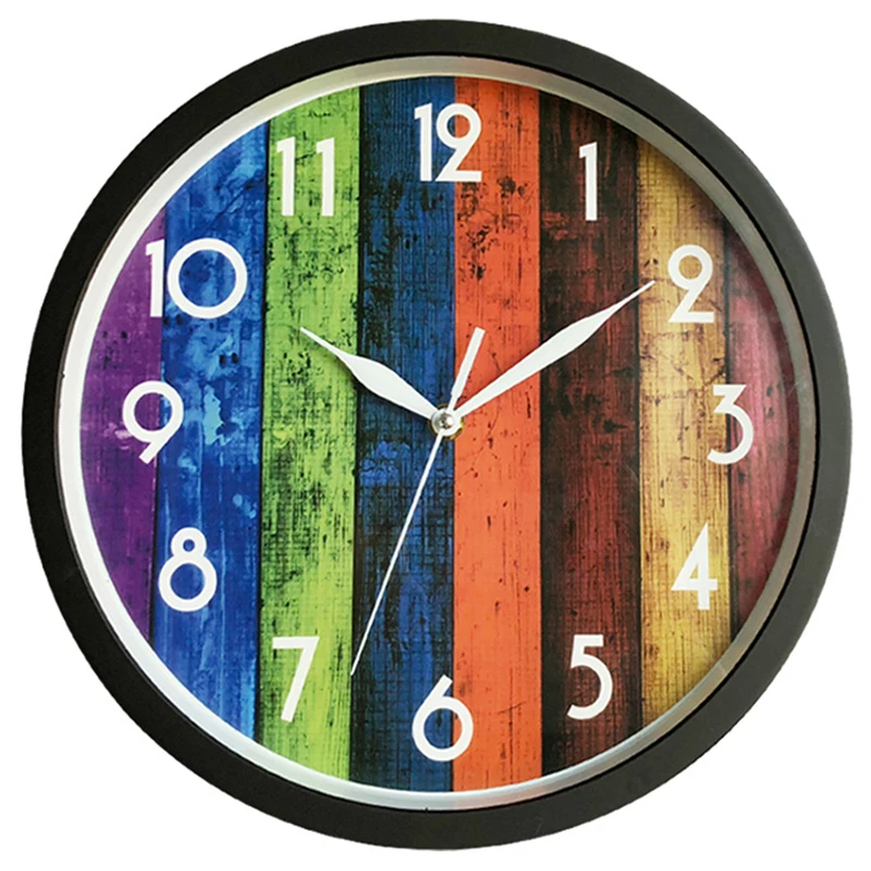 

Colorful Kids Wall Clock 12 Inch Silent Non Ticking Battery Operated Wall Clocks, White Numbers for Nursery Room Office Kitchen