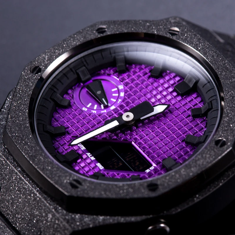 Фото Металлический циферблат для часов G-SHOCK Casioak GA-2100 2110, циферблат DIY, циферблат GA2100 с текстурой вафли, модифицированные детали №4