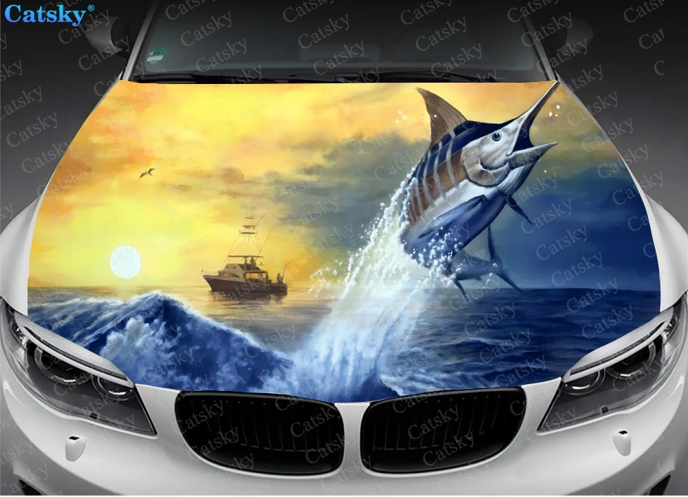 Marlin наклейки на капот автомобиля Самоклеящиеся Автомобиль SUV виниловые