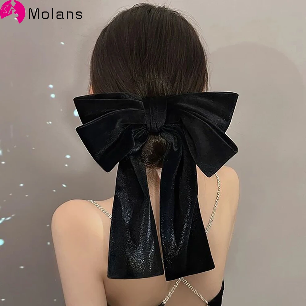 

Molans, новинка, Ретро стиль, черный бархат, большой бант, заколка для волос для женщин, модные заколки для волос, заколка для волос, аксессуары для волос, головной убор