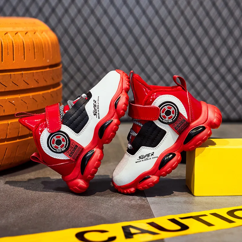 

Children's Winter Sneakers Jinjiang Brand Shoes 2020 Autumn And New Middle Top Sports Boys' Plush Casual Korean